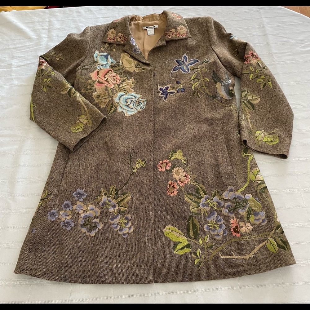 Long Womens Wool Blend Embroidered Dress Jacket From Nygard Collection,SZ 16W
